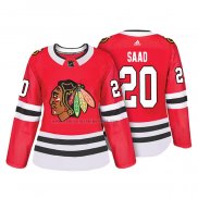 Camiseta Hockey Mujer Chicago Blackhawks Brandon Saad Autentico Jugador Rojo