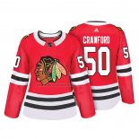 Camiseta Hockey Mujer Chicago Blackhawks Corey Crawford Autentico Jugador Rojo