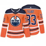 Camiseta Hockey Mujer Edmonton Oilers Cam Talbot Autentico Jugador Naranja