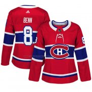 Camiseta Hockey Mujer Montreal Canadiens Jordie Benn Autentico Jugador Rojo