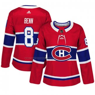 Camiseta Hockey Mujer Montreal Canadiens Jordie Benn Autentico Jugador Rojo