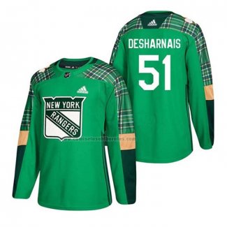 Camiseta Hockey New York Rangers David Desharnais 2018 Dia de San Patricio Verde