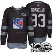 Camiseta Hockey New York Rangers Mika Zibanejad 1917-2017 100th Aniversario Negro
