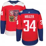 Camiseta Hockey Republica Checa Petr Mrazek Premier 2016 World Cup Rojo