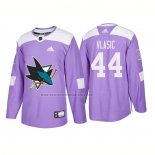 Camiseta Hockey San Jose Sharks Marc Edouard Vlasic Autentico 2018 Fights Cancer Violeta