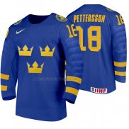 Camiseta Hockey Suecia Marcus Pettersson Segunda 2020 IIHF World Junior Championships Azul