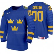 Camiseta Hockey Suecia Personalizada Segunda 2020 IIHF World Junior Championship Azul
