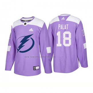 Camiseta Hockey Tampa Bay Lightning Ondrej Palat Autentico 2018 Fights Cancer Violeta