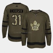 Camiseta Hockey Toronto Maple Leafs Frederik Andersen 2018 Salute To Service Verde Militar