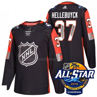 Camiseta Hockey 2018 All Star Winnipeg Jets Connor Hellebuyck Autentico Negro
