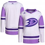 Camiseta Hockey Anaheim Ducks Blank Practice Autentico 2018 Fights Cancer Blanco Violeta
