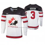 Camiseta Hockey Canada Calen Addison 2020 IIHF World Junior Championship Blanco