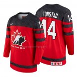Camiseta Hockey Canada Cole Fonstad 2018 IIHF World Championship Jugador Rojo