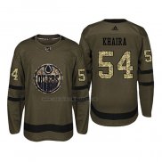 Camiseta Hockey Edmonton Oilers Jujhar Khaira 2018 Salute To Service Verde Militar