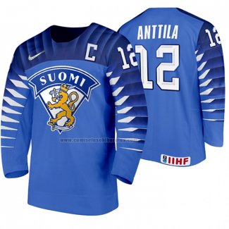 Camiseta Hockey Finlandia Marko Anttila Segunda 2020 IIHF World Championship Azul