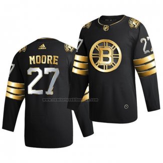 Camiseta Hockey Golden Edition Boston Bruins John Moore Limited Autentico 2020-21 Negro