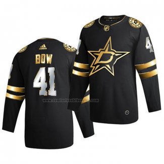 Camiseta Hockey Golden Edition Dallas Stars Landon Bow Limited Autentico 2020-21 Negro