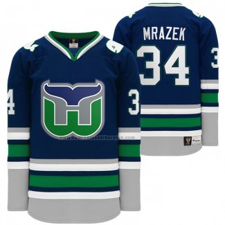 Camiseta Hockey Hartford Whalers Petr Mrazek Heritage Night Throwback Azul