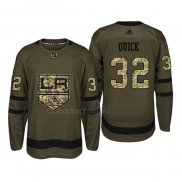 Camiseta Hockey Los Angeles Kings Jonathan Quick 2018 Salute To Service Verde Militar