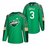 Camiseta Hockey Minnesota Wild Charlie Coyle 2018 Dia de San Patricio Verde