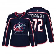 Camiseta Hockey Mujer Columbus Blue Jackets Sergei Bobrovsky Autentico Jugador Azul