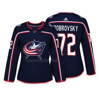 Camiseta Hockey Mujer Columbus Blue Jackets Sergei Bobrovsky Autentico Jugador Azul