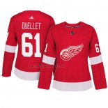 Camiseta Hockey Mujer Detroit Red Wings Xavier Ouellet Autentico Jugador Rojo