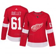 Camiseta Hockey Mujer Detroit Red Wings Xavier Ouellet Autentico Jugador Rojo