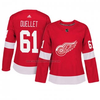 Camiseta Hockey Mujer Detroit Red Wings Xavier Ouellet Autentico Jugador Rojo