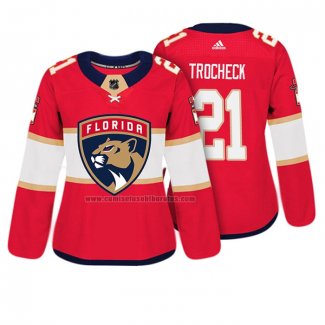 Camiseta Hockey Mujer Florida Panthers Vincent Trocheck Autentico Jugador Rojo