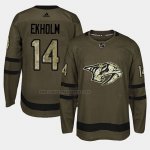Camiseta Hockey Nashville Predators Mattias Ekholm 2018 Salute To Service Verde Militar