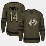 Camiseta Hockey Nashville Predators Mattias Ekholm 2018 Salute To Service Verde Militar