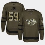 Camiseta Hockey Nashville Predators Roman Josi 2018 Salute To Service Verde Militar