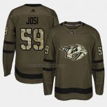 Camiseta Hockey Nashville Predators Roman Josi 2018 Salute To Service Verde Militar