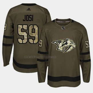 Camiseta Hockey Nashville Predators Roman Josi 2018 Salute To Service Verde Militar
