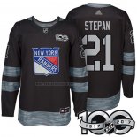 Camiseta Hockey New York Rangers Derek Stepan 1917-2017 100th Aniversario Negro
