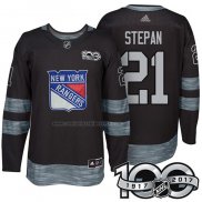 Camiseta Hockey New York Rangers Derek Stepan 1917-2017 100th Aniversario Negro