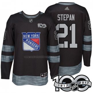 Camiseta Hockey New York Rangers Derek Stepan 1917-2017 100th Aniversario Negro