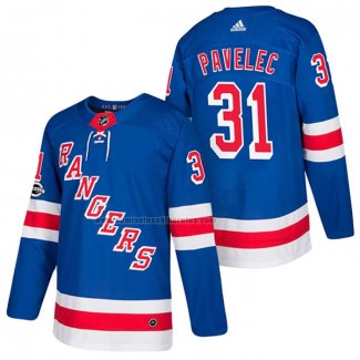 Camiseta Hockey New York Rangers Ondrej Pavelec Autentico Primera 2018 Azul