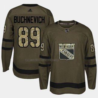 Camiseta Hockey New York Rangers Pavel Buchnevich 2018 Salute To Service Verde Militar