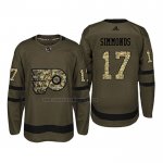 Camiseta Hockey Philadelphia Flyers Wayne Simmonds 2018 Salute To Service Verde Militar
