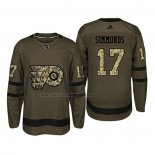 Camiseta Hockey Philadelphia Flyers Wayne Simmonds 2018 Salute To Service Verde Militar