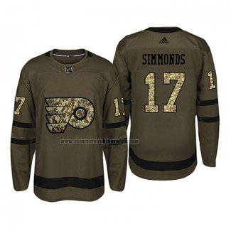 Camiseta Hockey Philadelphia Flyers Wayne Simmonds 2018 Salute To Service Verde Militar