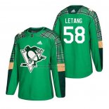 Camiseta Hockey Pittsburgh Penguins Kris Letang 2018 Dia de San Patricio Verde