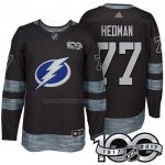 Camiseta Hockey Tampa Bay Lightning Victor Hedman 1917-2017 100th Aniversario Negro
