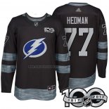Camiseta Hockey Tampa Bay Lightning Victor Hedman 1917-2017 100th Aniversario Negro