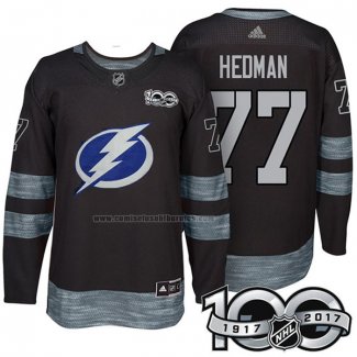 Camiseta Hockey Tampa Bay Lightning Victor Hedman 1917-2017 100th Aniversario Negro