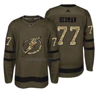 Camiseta Hockey Tampa Bay Lightning Victor Hedman Salute To Service Verde Militar