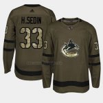 Camiseta Hockey Vancouver Canucks Henrik Sedin 2018 Salute To Service Verde Militar