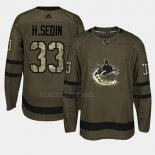 Camiseta Hockey Vancouver Canucks Henrik Sedin 2018 Salute To Service Verde Militar